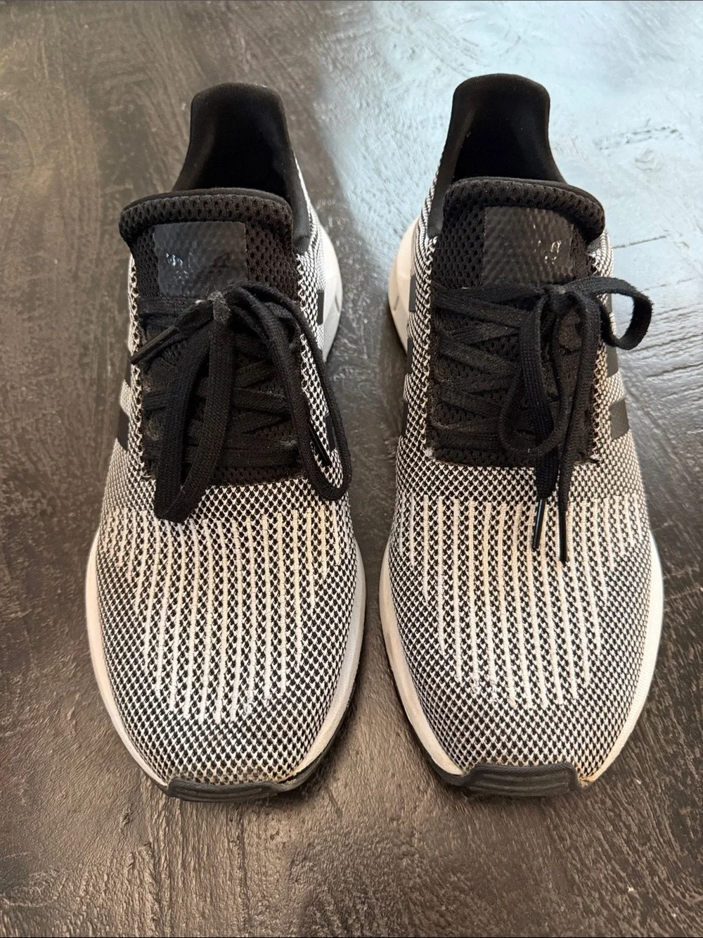 adidas Men’s Black and White Knit Athletic Sneakers